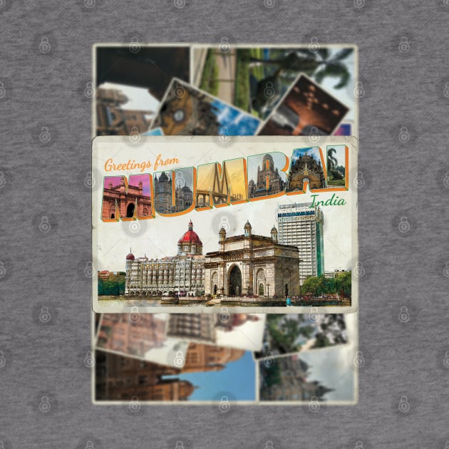 Greetings from Mumbai in India Vintage style retro souvenir by DesignerPropo